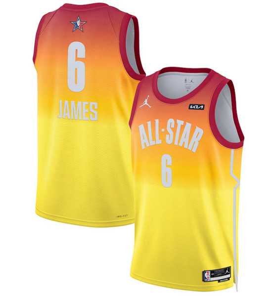 Men%27s 2023 All-Star #6 LeBron James Orange Game Swingman Stitched Basketball Jersey Dzhi->2023 all star->NBA Jersey